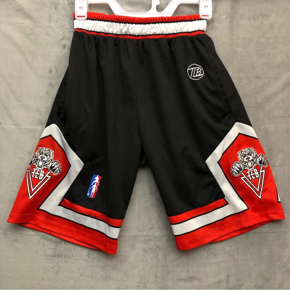 The Lost Breed Men’s Tiger Patch Training Shorts Black Red White Small